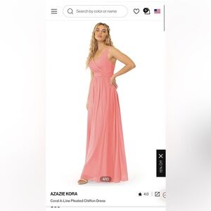 Azazie Kora size A6 coral color dress. Worn once - in like new condition!
